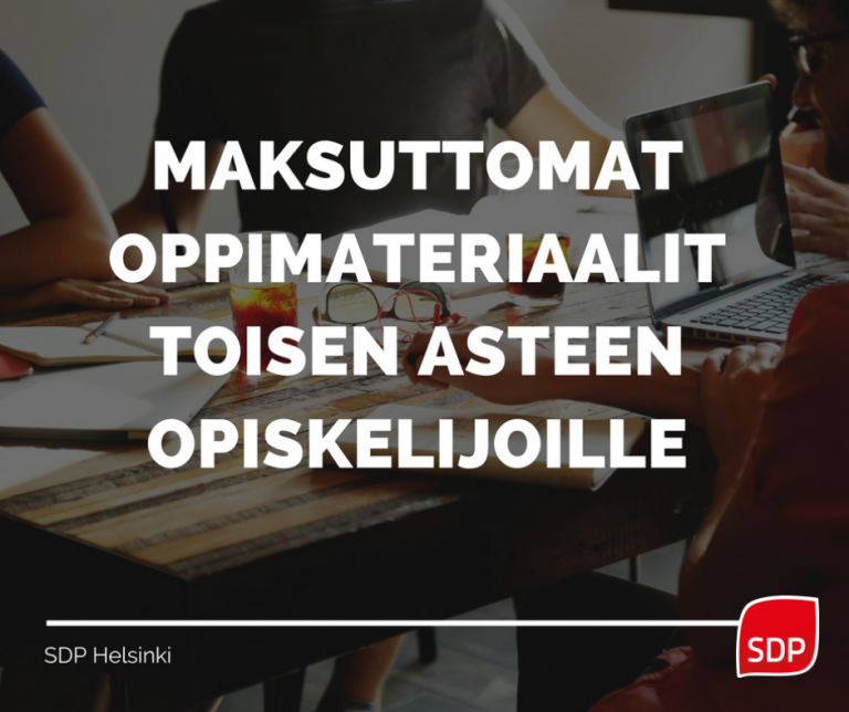 SDP:n Eveliina Heinäluoma: SDP:n ryhmäaloite toisen asteen maksuttomuudesta edistää tasa-arvoa