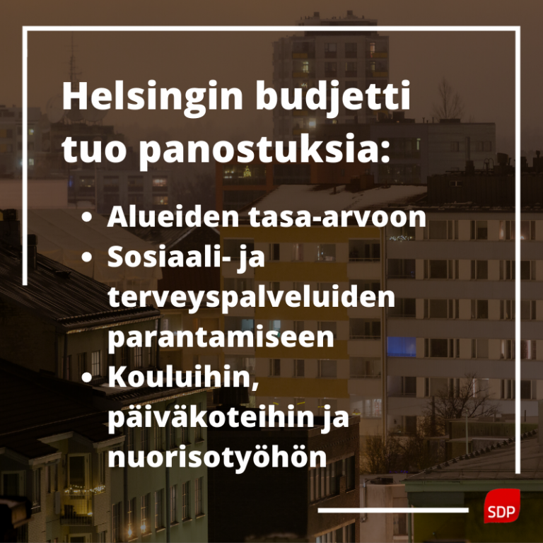 Helsingin budjetissa panostuksia alueiden kehittämiseen ja sosiaali- ja terveyspalveluihin